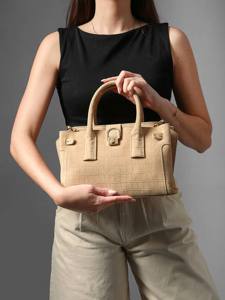 Sac Porté Main S Equestre Croco Cuir Etrier Beige equestre croco EEQC142S vue secondaire 1